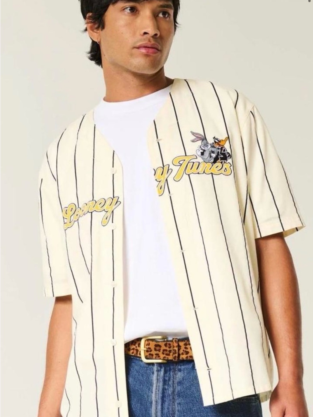 Looney Tunes Cream & Navy Pinstripe Baseball Shirt